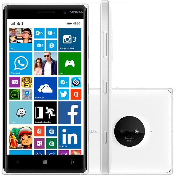 Smartphone Nokia Lumia 830 Desbloqueado Windows 8.1 Tela 5" 16GB 4G Wi-Fi Câmera 10MP - Branco