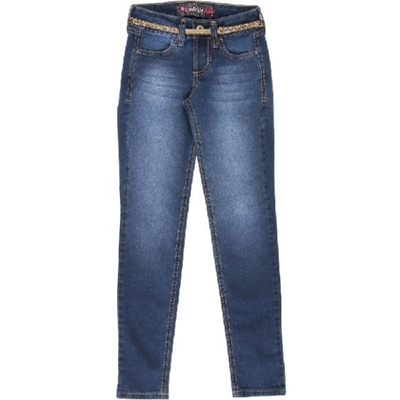 Calça Jeans Colcci Skinny com Cinto - Azul - Tamanho 08 anos